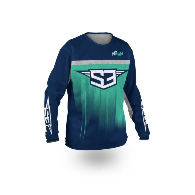 Omezená Nabídka Enduro Dres S3 Parts Modrá-Zelená