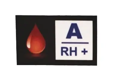 Nálepka s krevní skupinou A RH+ Oblíbený