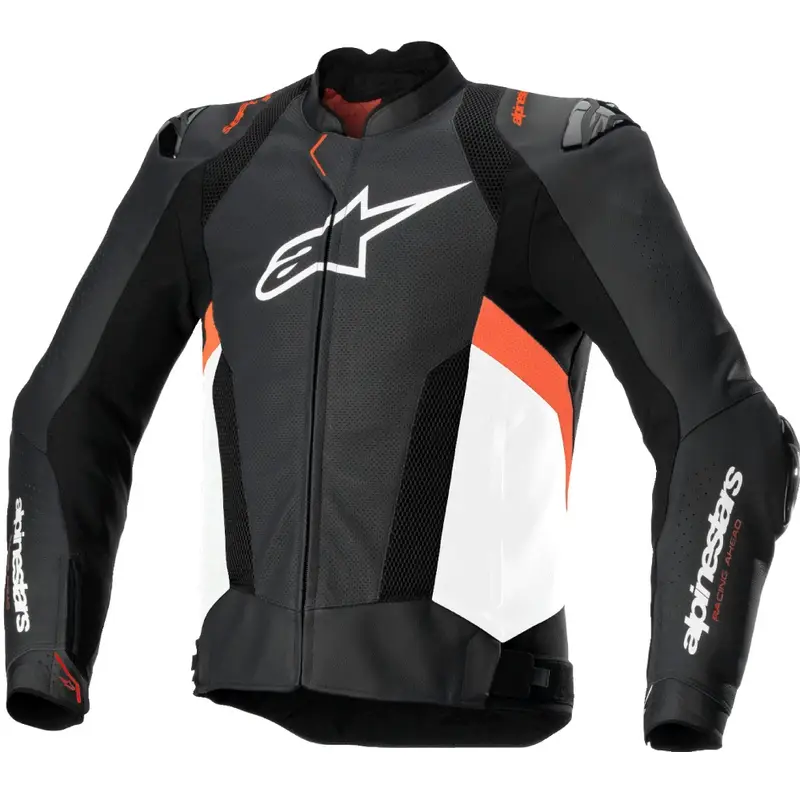 Kožená bunda na motorku Alpinestars Missile 3 Airflow černo-bílo-fluo červená Dokud Zásoby Vydrží