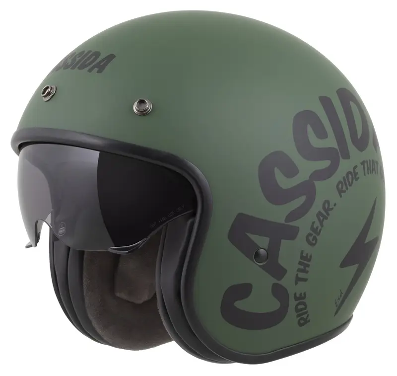 Otevřená helma na motorku Cassida Oxygen 2.0 Gear matná zeleno-černá Koupit Online