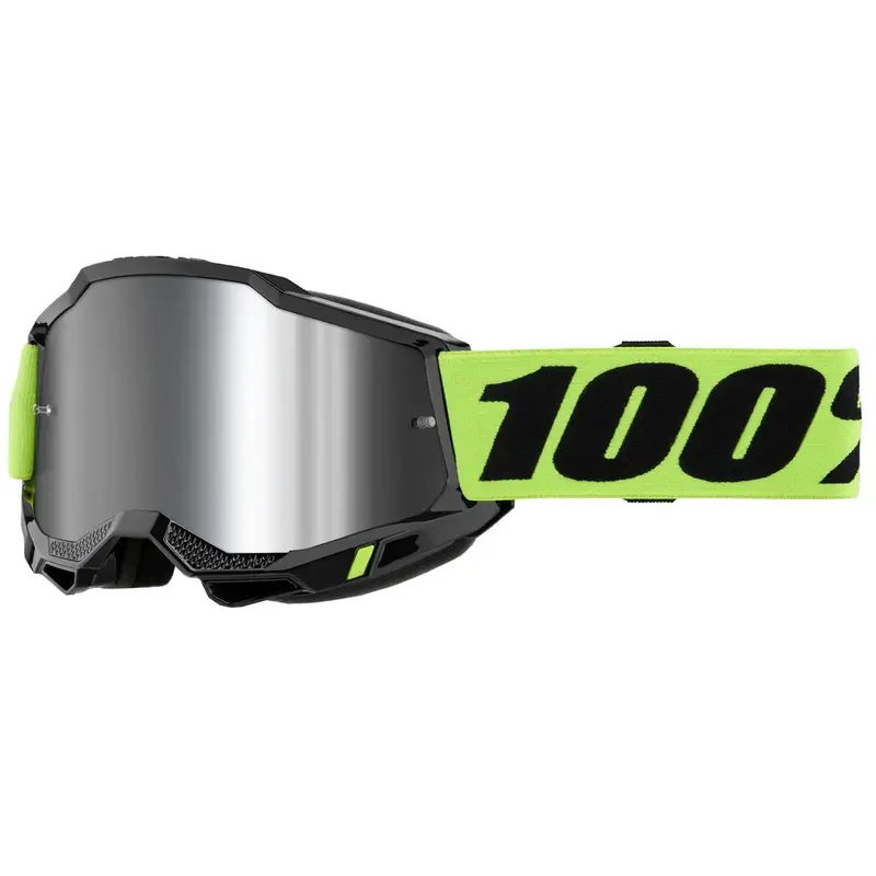Autentický Dětské motokrosové brýle 100% ACCURI 2 USA žluté se stříbrným zrcadlovým plexi