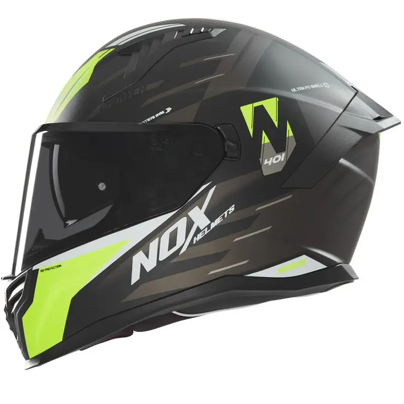 Integrální helma na motorku NOX N401 Crower matná černo-fluo žlutá Horká Nabídka