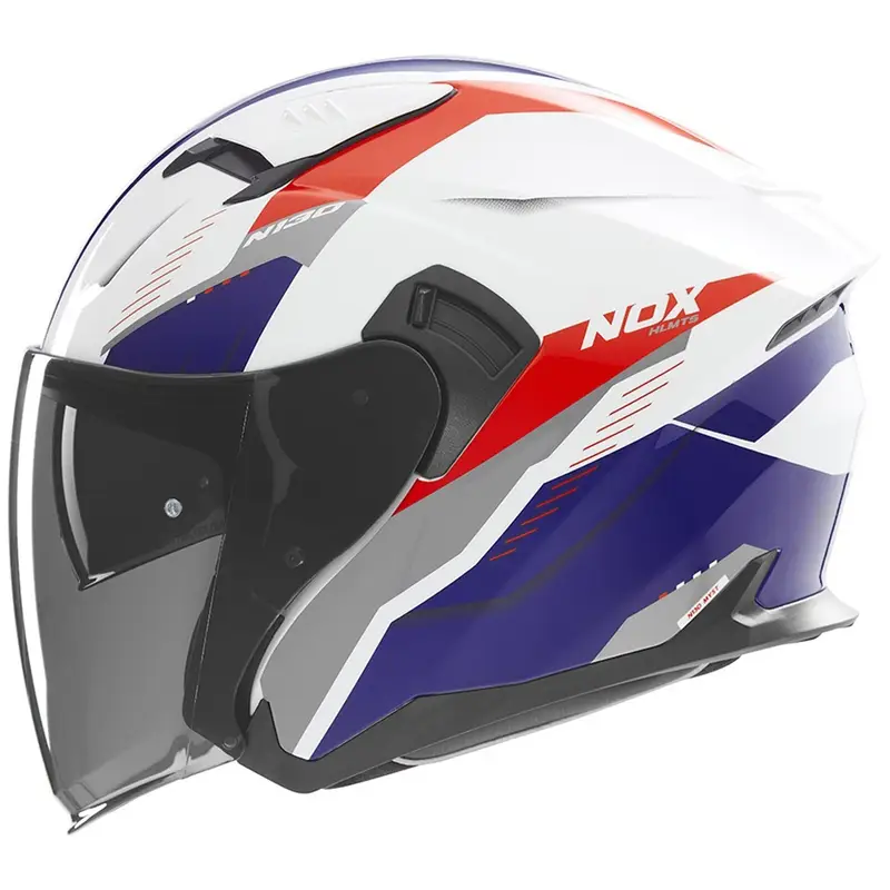 Značkový Otevřená helma na motorku NOX N130 Myst bílo-modro-červená