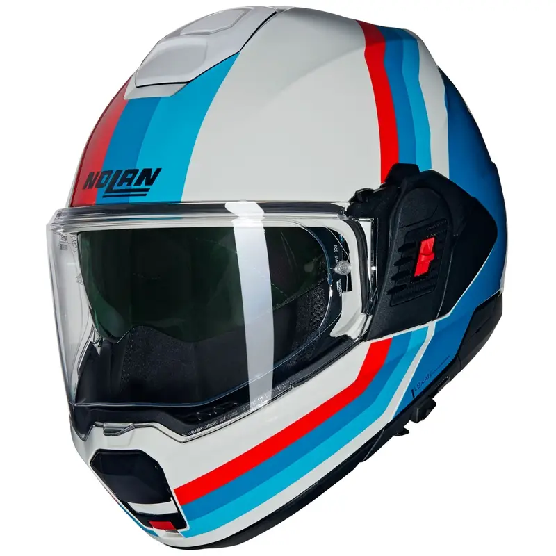 Překlápěcí helma na motorku Nolan N120-1 Lineo N-COM 347 bílo-modro-červená Horká Nabídka