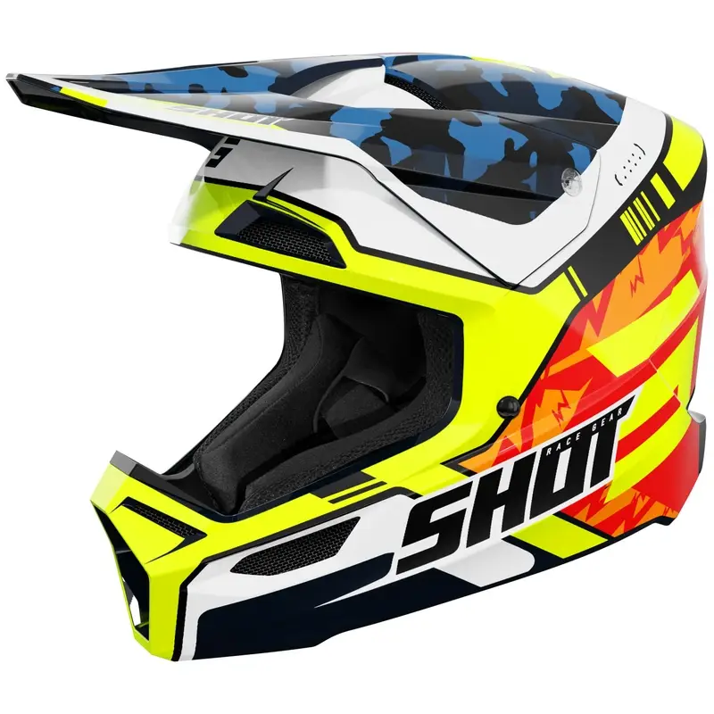 Akce Motokrosová helma Shot Furious Flash lesklá modro-fluo žlutá