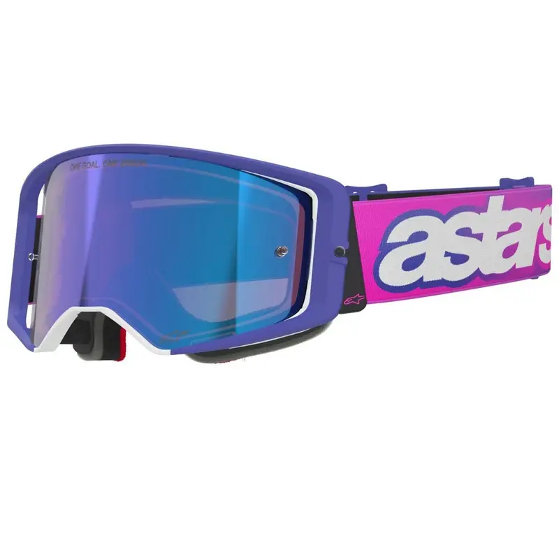 Super Cena Motokrosové brýle Alpinestars Supertech Vision Vista fialovo-fluo růžové se zrcadlovým modrým zorníkem