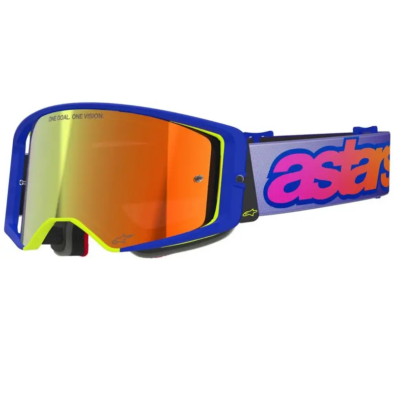 Motokrosové brýle Alpinestars Supertech Vision Vista modro-žluto-fialové se zrcadlovým červeným zorníkem Top Prodej