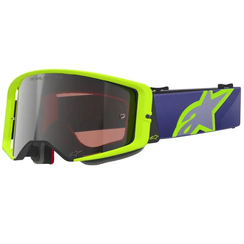 Přímo Od Výrobce Motokrosové brýle Alpinestars Supertech Vision Corp fialovo-žluté se zrcadlovým stříbrným zorníkem