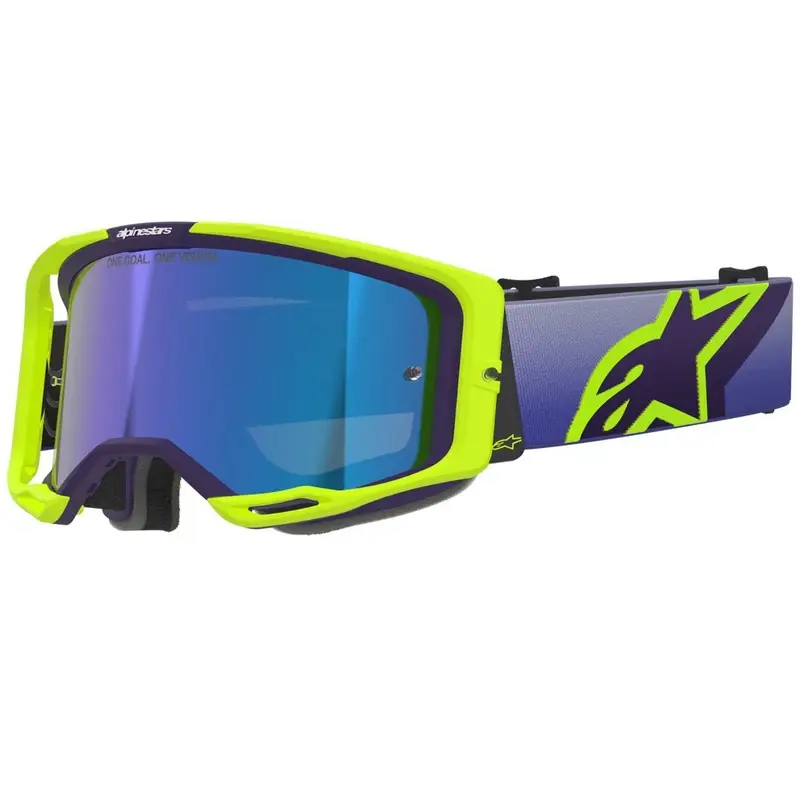 Vysoce Kvalitní Motokrosové brýle Alpinestars Vision 8 Corp fluo žluto-fialové se zrcadlovým modrým zorníkem