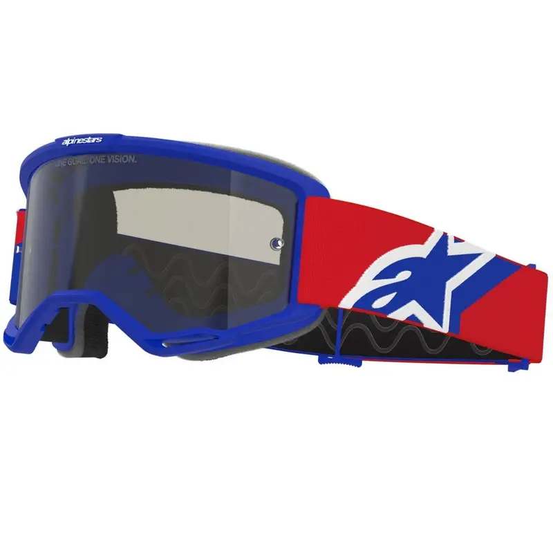 Vysoce Kvalitní Motokrosové brýle Alpinestars Vision Sand modro-červeno-bílé s tmavě kouřovým zorníkem