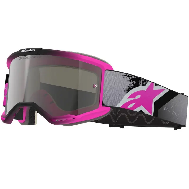Značkový Motokrosové brýle Alpinestars Vision 5 Lahnd fluo růžovo-šedo-černo-bílé se zrcadlovým stříbrným zorníkem