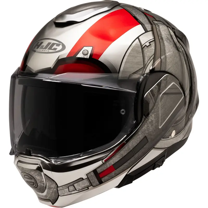 Překlápěcí helma na motorku HJC F100 Ant-Man Marvel MC1 šedo-červená Značkový