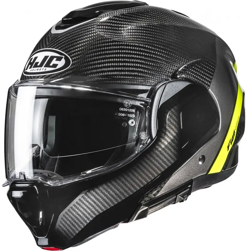 Originální Překlápěcí helma na motorku HJC F100 Carbon Stan MC3H černo-fluo žlutá