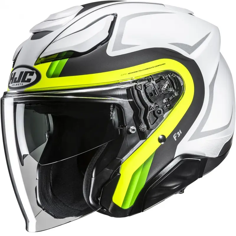 Otevřená helma na motorku HJC F31 Bask MC3HSF bílo-šedo-fluo žlutá Zlevněný