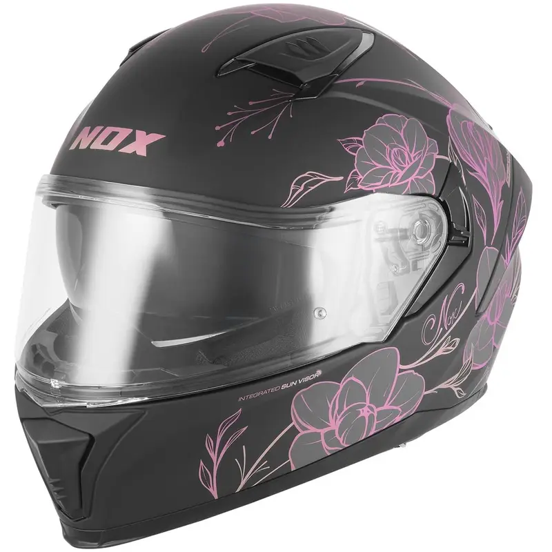 Top Prodej Integrální helma na motorku NOX N402 Spring matná černo-růžová