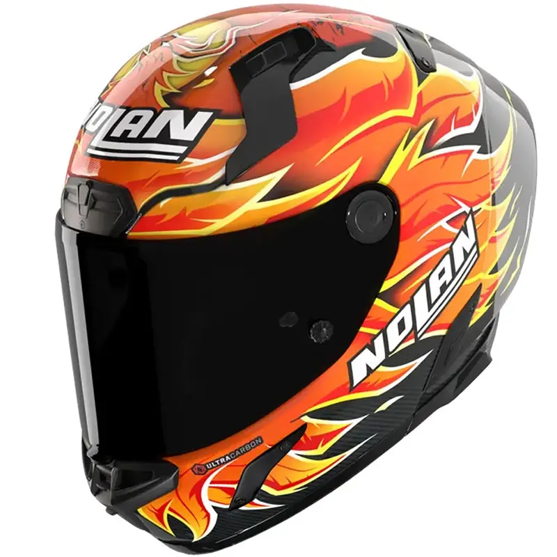 Integrální helma na motorku Nolan X-804 RS Ultra Carbon Replica Iannone 368 černo-červeno-oranžovo-žlutá Víkendová Akce