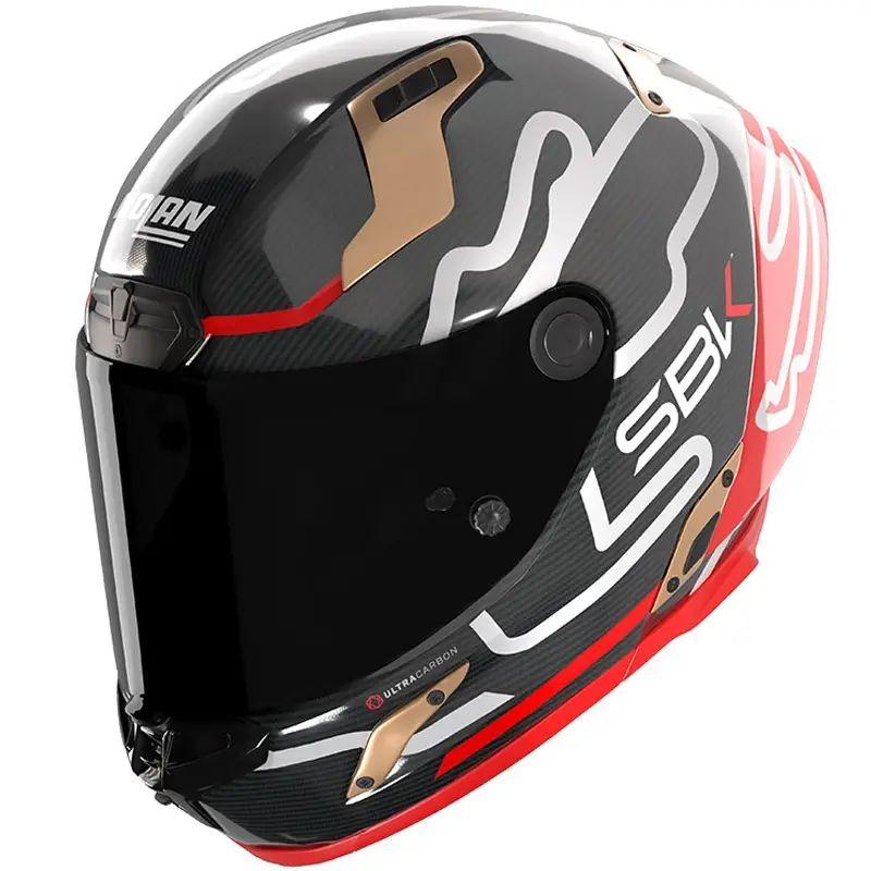 Cenově Výhodný Integrální helma na motorku Nolan X-804 RS Ultra Carbon SBK lesklá černo-červeno-zlatá