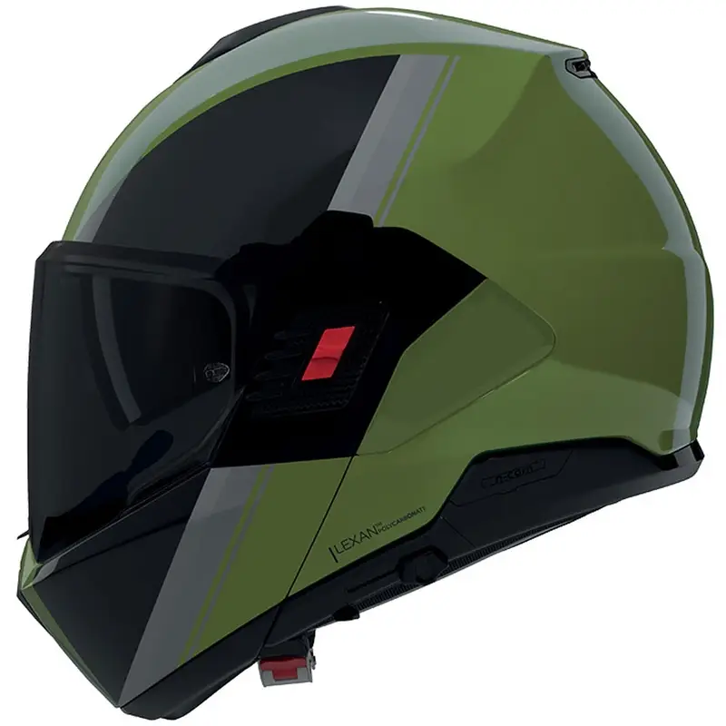 Překlápěcí helma na motorku Nolan N120-1 Verniciatura Speciale N-COM 354 lesklá zeleno-černo-šedá Vysoce Kvalitní