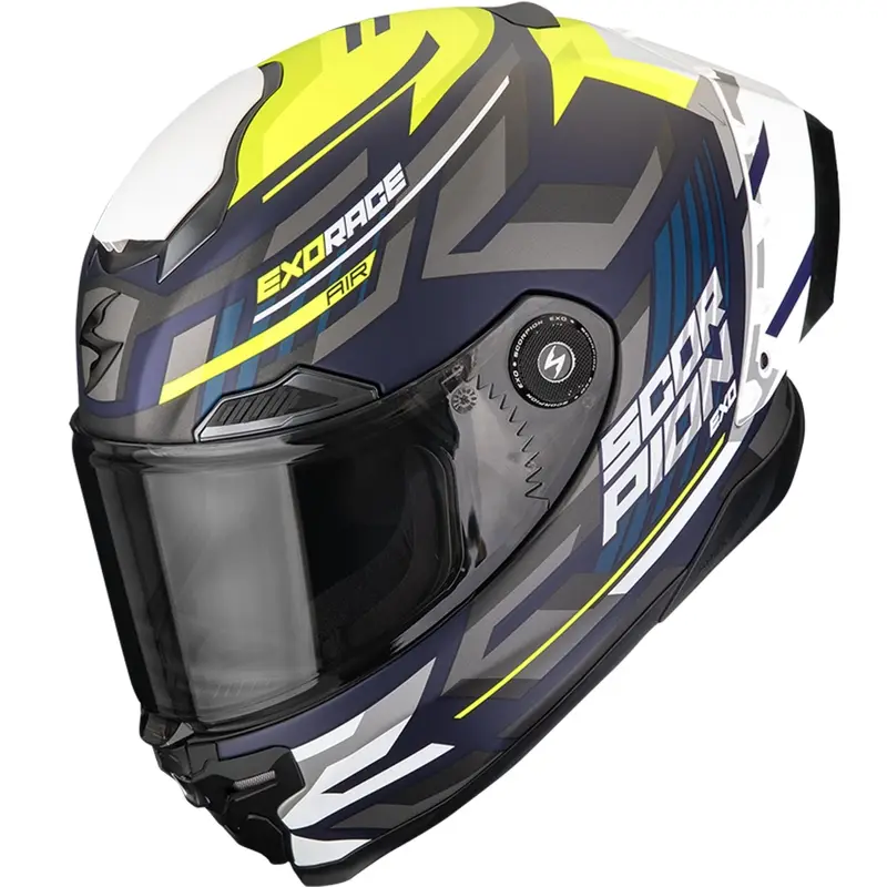 Speciální Cena Integrální helma na motorku Scorpion EXO-RACE Air Kobra FIM2 matná modro-fluo žlutá
