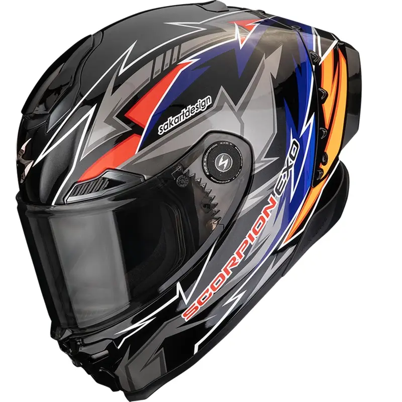 Autentický Integrální helma na motorku Scorpion EXO-RACE Air Move On FIM2 černo-modro-oranžová