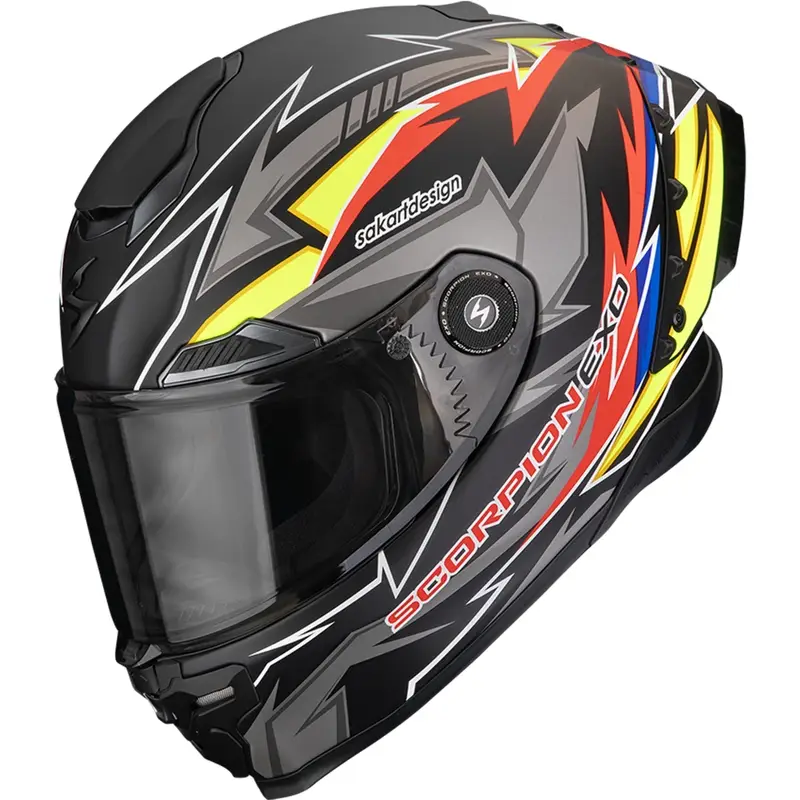 Výprodej Integrální helma na motorku Scorpion EXO-RACE Air Move On FIM2 matná černo-červeno-žlutá
