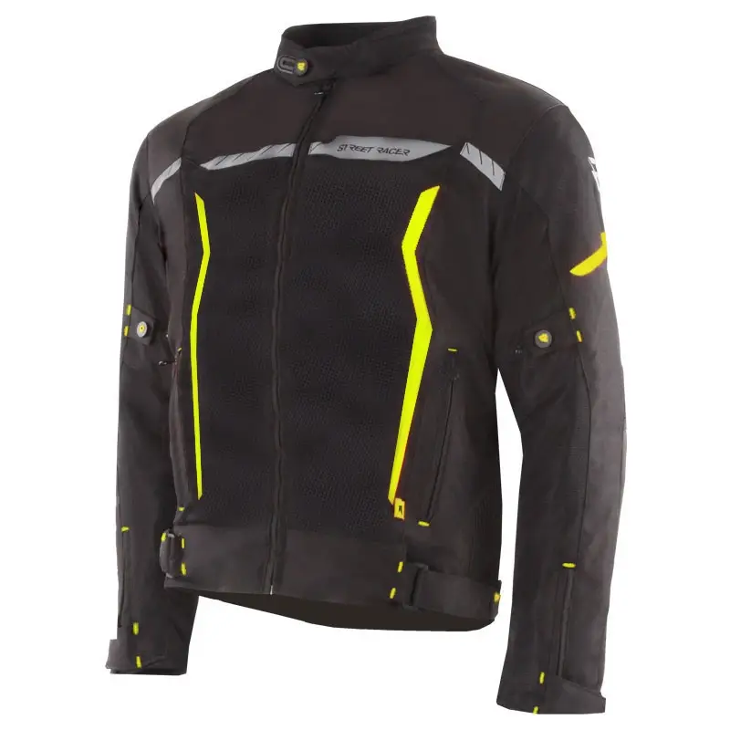 Bunda na motorku Street Racer Flex Air černo-fluo žlutá - II. jakost Oblíbený