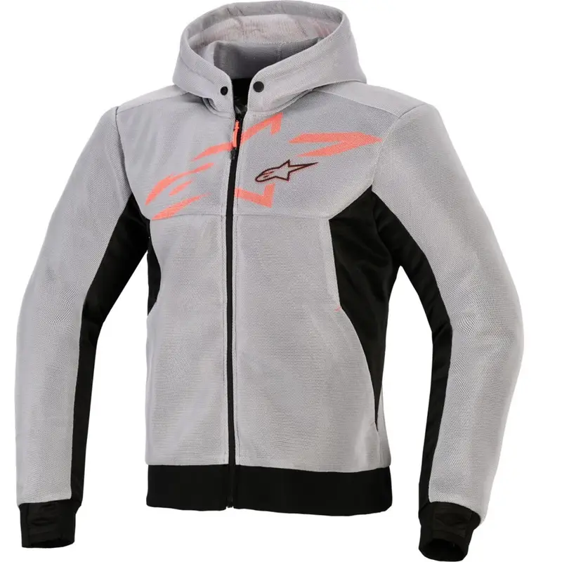 Víkendová Akce Mikina na motorku Alpinestars Chrome Superairflow černo-světle šedo-fluo červená