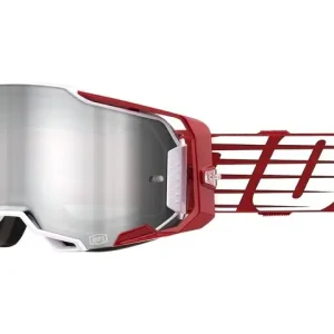 Originální Motokrosové brýle 100% ARMEGA Oversized Deep bílo-červené (stříbrné plexi)