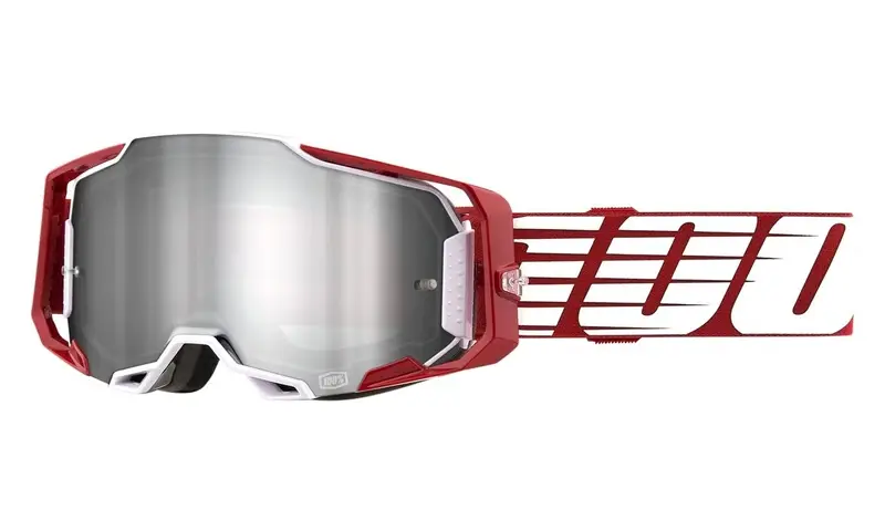 Originální Motokrosové brýle 100% ARMEGA Oversized Deep bílo-červené (stříbrné plexi)