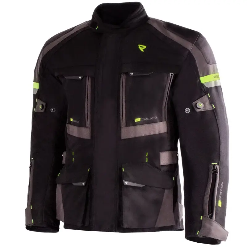 Bunda na motorku Street Racer Rocket černo-šedo-fluo žlutá Časově Omezené