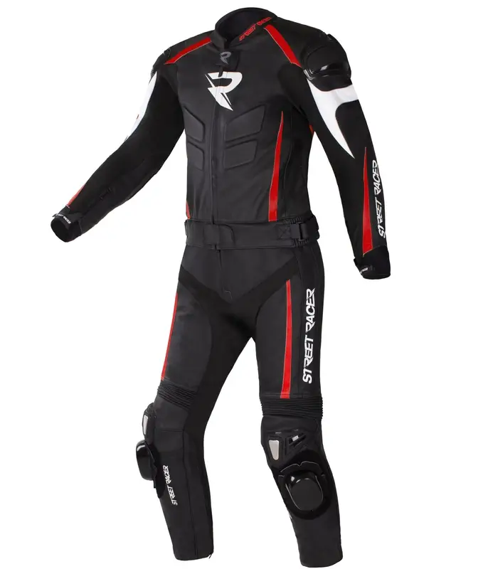 Kombinéza na motorku Street Racer Fast Track 2 černo-bílo-červená výprodej Pouze Dnes