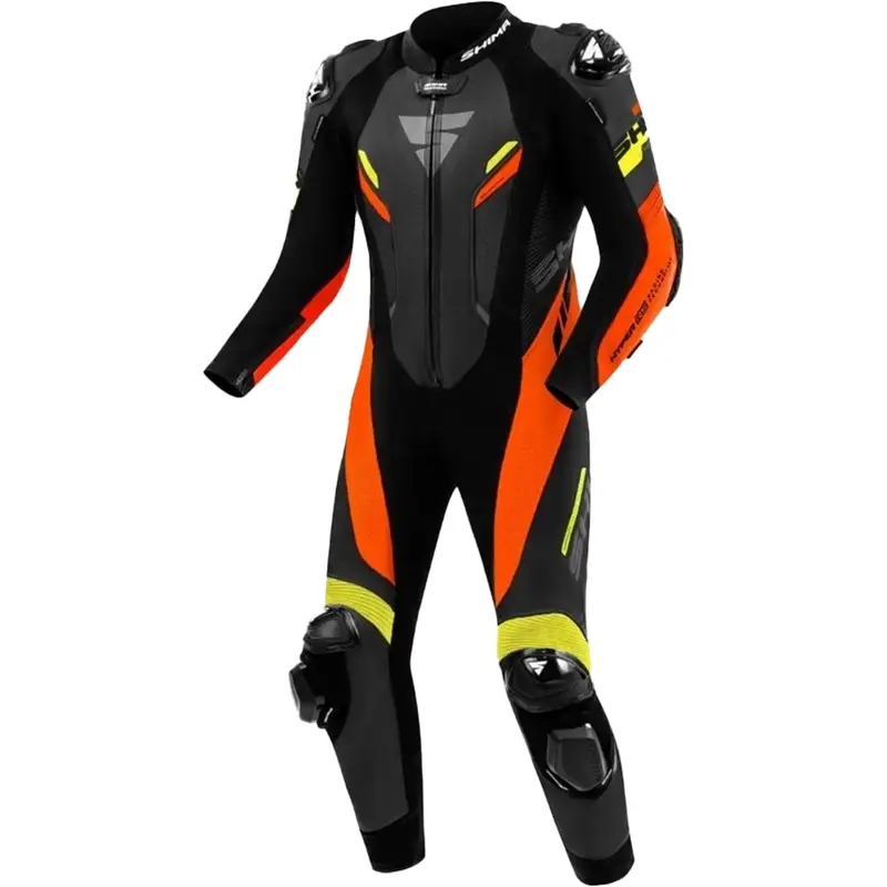 Kožená kombinéza na motorku Shima Hyper-RS černo-fluo oranžovo-žlutá Nová Kolekce