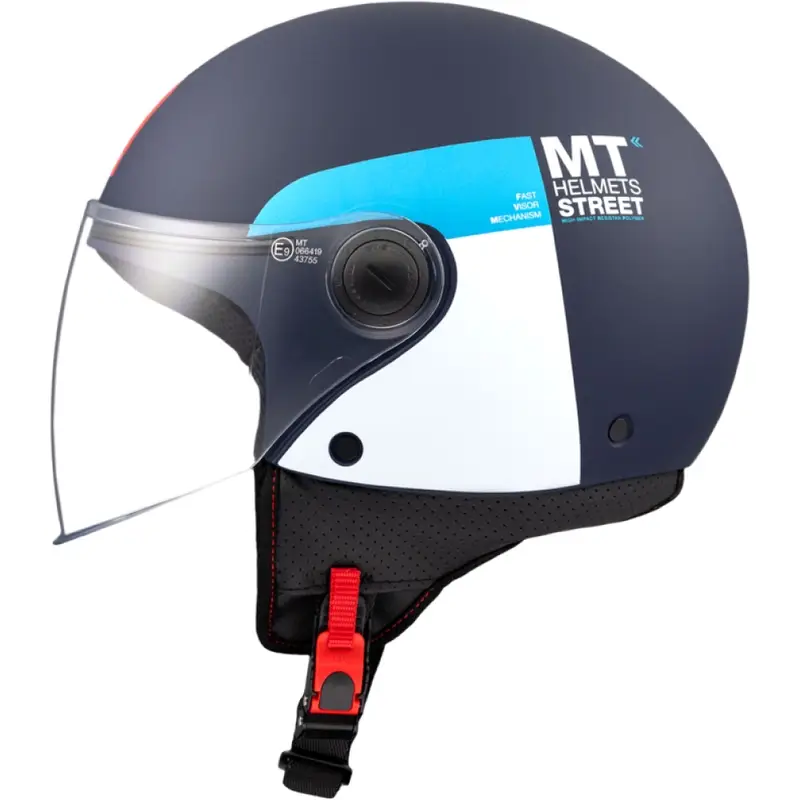 Otevřená helma na motorku MT STREET INBOARD C7 matná modro-bílá Horká Nabídka