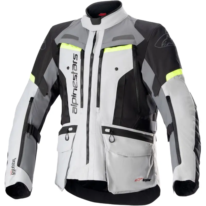 Bunda na motorku Alpinestars Bogota PRO Drystar šedo-černo-fluo žlutá Levný