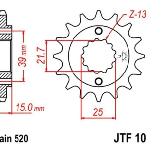 Sezónní Sleva Řetězové kolečko JT JTF 1042-16 16 zubů, 520