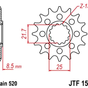 Super Cena Řetězové kolečko JT JTF 1516-16 16 zubů, 520