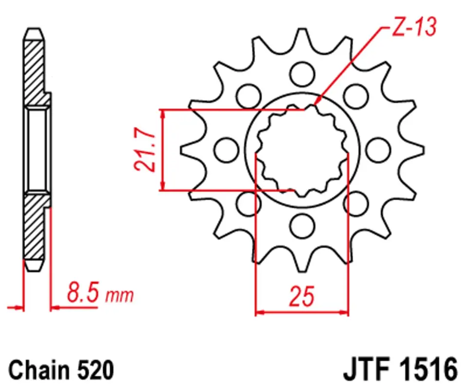 Super Cena Řetězové kolečko JT JTF 1516-16 16 zubů, 520