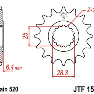 Značkový Řetězové kolečko JT JTF 1592-16 16 zubů, 520