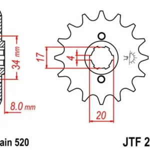 Akce Řetězové kolečko JT JTF 287-15 15 zubů, 520