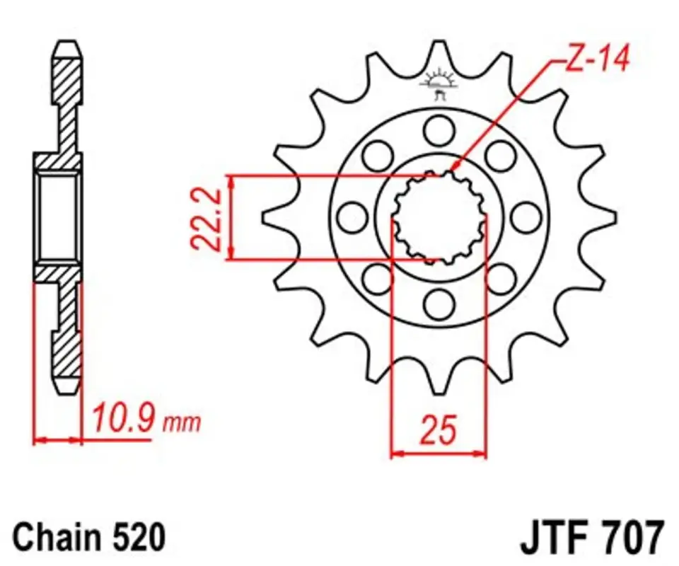Tovární Cena Řetězové kolečko JT JTF 707-17 17 zubů, 520