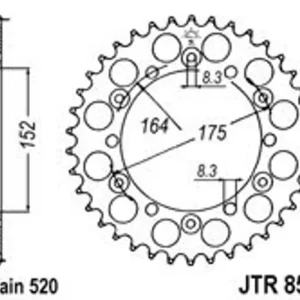 Akce Řetězová rozeta JT JTR 853-38 38 zubů, 520