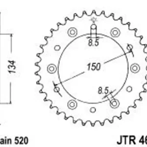 Vrácení Zdarma Řetězová rozeta JT JTR 460-47 47 zubů, 520
