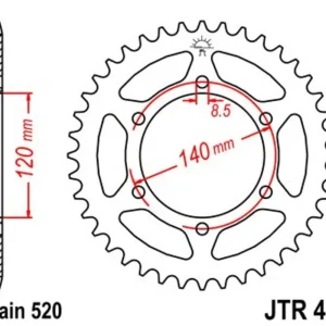 Speciální Cena Řetězová rozeta JT JTR 475-44 44 zubů, 520