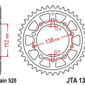 Rychlé Dodání Hliníková řetězová rozeta JT JTA 1303-41BLK 41 zubů, 520 černá