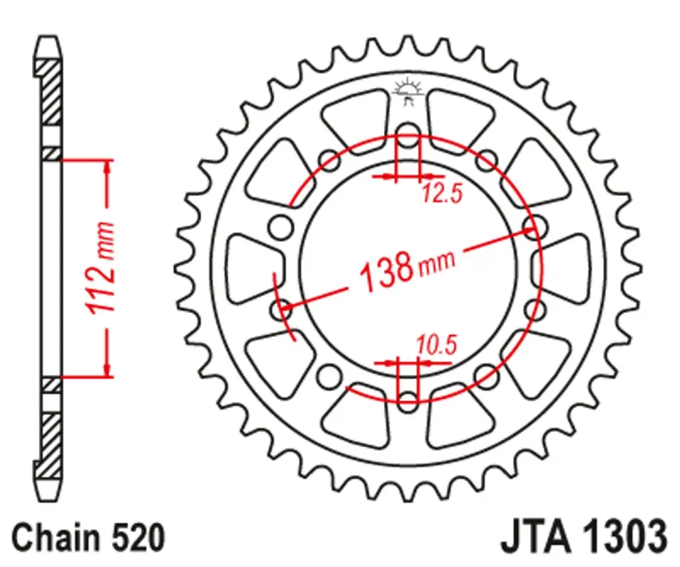 Rychlé Dodání Hliníková řetězová rozeta JT JTA 1303-41BLK 41 zubů, 520 černá