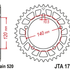 Akční Cena Hliníková řetězová rozeta JT JTA 1793-44BLK 44 zubů, 520 černá