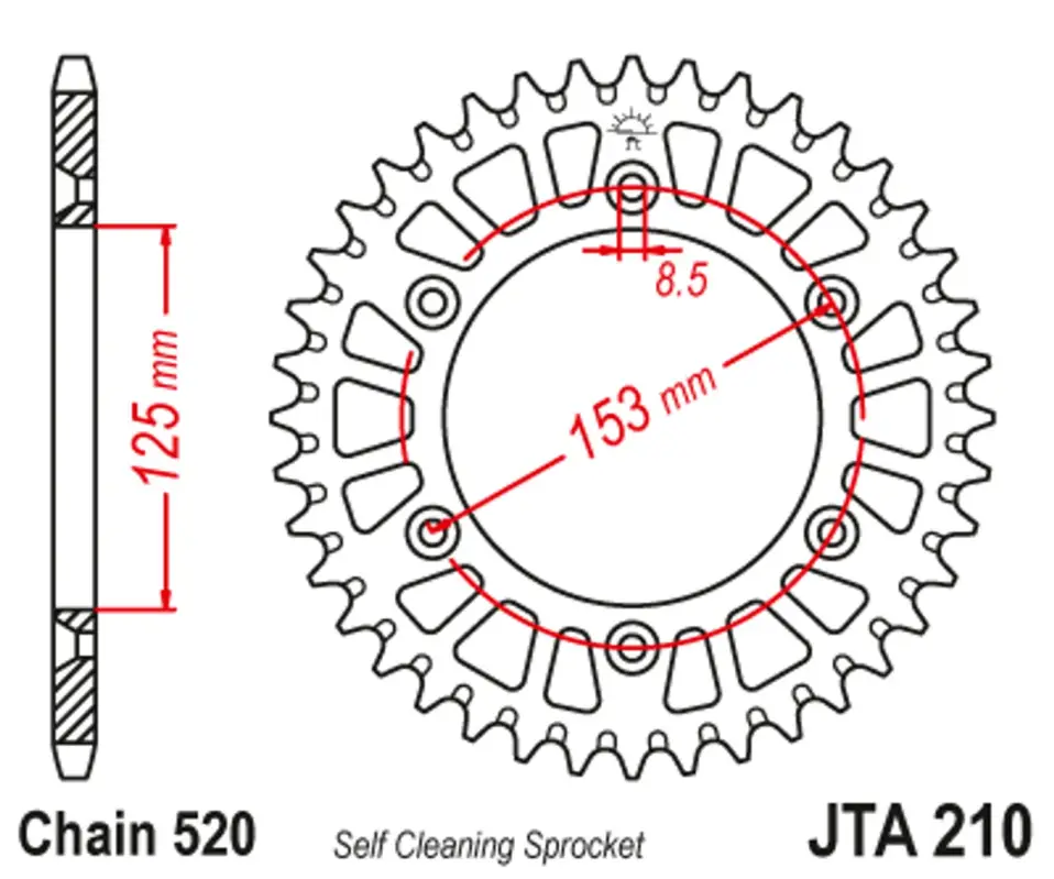 Akce Hliníková řetězová rozeta JT JTA 210-40BLK 40 zubů, 520 černá