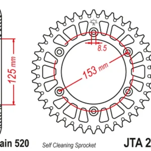 Zlevněný Hliníková řetězová rozeta JT JTA 210-45RED 45 zubů, 520 červená