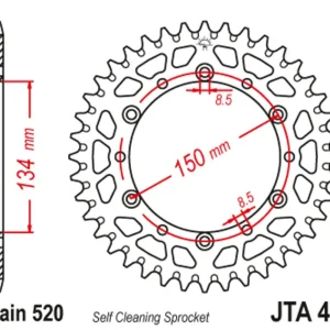 Výprodej Hliníková řetězová rozeta JT JTA 460-51BLK 51 zubů, 520 černá