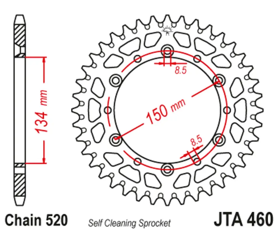 Výprodej Hliníková řetězová rozeta JT JTA 460-51BLK 51 zubů, 520 černá
